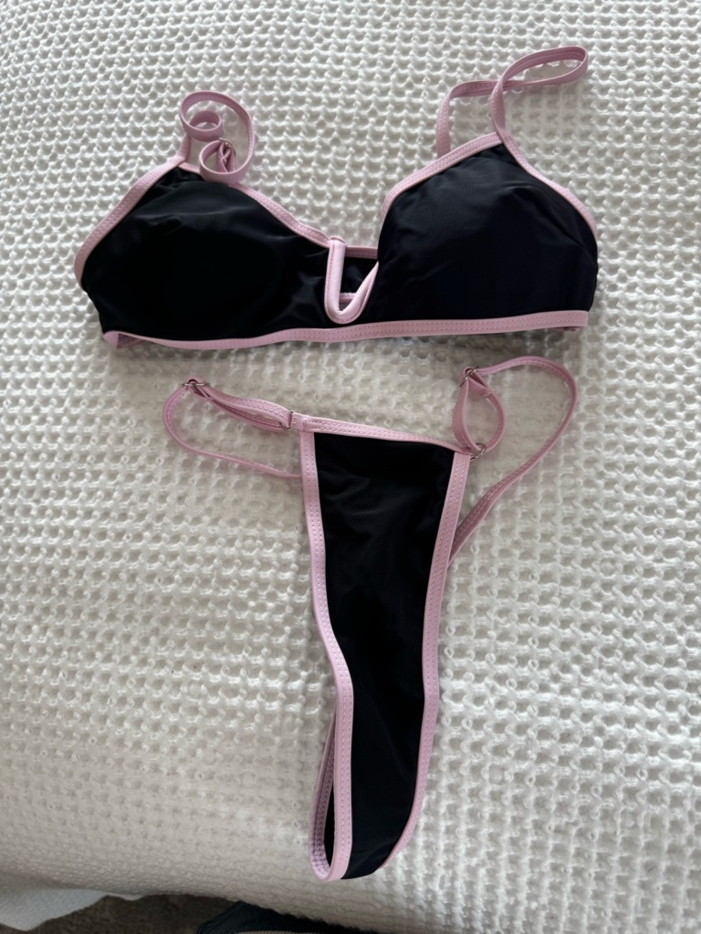 Black and Pink Trim Two-Piece Bikini Set